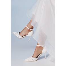 White Heels & Pumps on sale Coast Bridal Valaine Faux Leather Diamante Twist Stiletto Heel Court Shoes - White