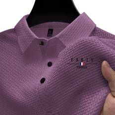 Golf Shirts Temu Men's Mint Green Jacquard Short Sleeve Shirt - Breathable