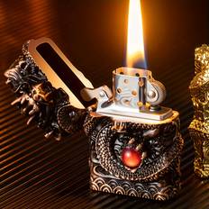 Lighters Temu Windproof Carving Dragon Antique Lighter