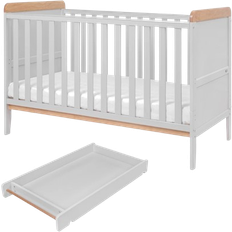 Tutti Bambini Rio Cot Bed with Cot Top Changer & Mattress - Dove Grey/Oak 29.5x56.8"