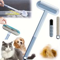 Temu Pet Hair Remover Roller Detachable Adhesive Lint Brush - Blue Gray
