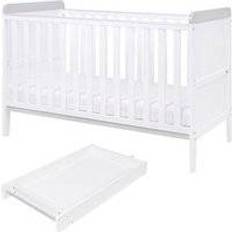Tutti Bambini Rio Cot Bed with Cot Top Changer & Mattress White/Dove Grey 29.5x56.8"