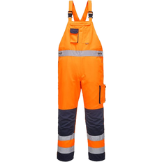 Portwest Dijon Hi-Vis Contrast Work Bib and Brace - Orange/Navy