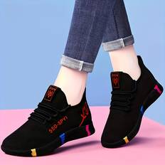 Trainers Temu Breathable Mesh Sneakers Lightweight Comfortable - Black