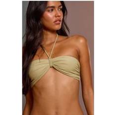PrettyLittleThing Twist Halter Strap Bandeau Bikini Top - Sage Green