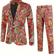 Paisley Suits Temu Paisley Pattern Suit Jacket And Pants Set - Fashionable Print
