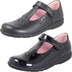 Boy Ballerinas Start-rite Flower Punch Detail Leather T-Bar Shoes - Black