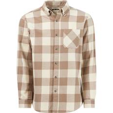 Magellan Outdoors Canyon Creek Long Sleeve Flannel Shirt - Oyster White/Walnut Buffalo