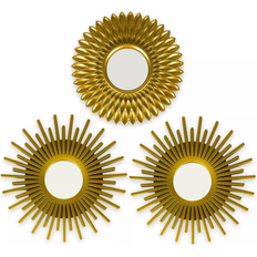 BONNYCO Pack of 3 Gold Wall Mirror 25cm