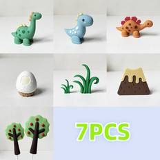 Silicon Baking Decorations Temu 7pcs Silicone Dinosaur Topper Set Cake Decoration