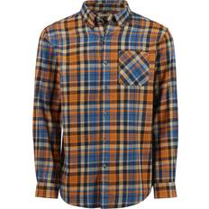Magellan Outdoors Canyon Creek Long Sleeve Flannel Shirt - Pumpkin Spice/Dark Denim Plaid