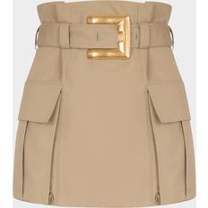 Belted Cotton Mini Cargo Skirt - Beige