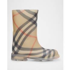 Kids Beige Check Rubber Marsh High Boots - Sand Ip Check