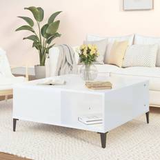 vidaXL Engineered Wood High Gloss White Coffee Table 80x80cm