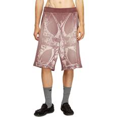 Diesel Herr Shorts Diesel Waffle Knit Long Shorts With Medieval Print - Brown