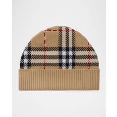 Wool Beanies Children's Clothing Burberry Check Wool Beanie - Sand