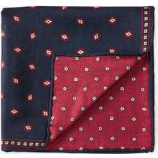 Herr Bröstnäsdukar Brunello Cucinelli Printed Silk Pocket Square - Navy