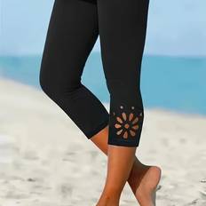 Leggings on sale Temu Women's Quarter Floral Lace-up Fitted Pants