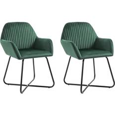 vidaXL Velvet Green Kitchen Chair 84cm 2pcs