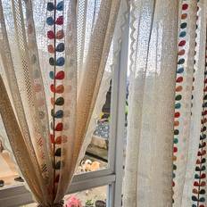 Curtains & Accessories Temu 2pcs Elegant Floral Lace Curtains