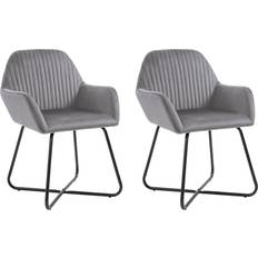 vidaXL Velvet Grey Kitchen Chair 84cm 2pcs