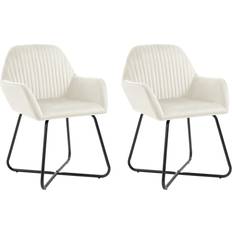 vidaXL Velvet Cream Kitchen Chair 84cm 2pcs