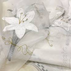Curtains & Accessories Temu 2pcs Embroidered Lily Flower Curtains