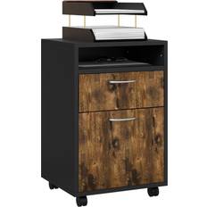 Homcom Brown Cabinets Homcom 60cm Filing with Drawers and Open Shelf Storage Cabinet