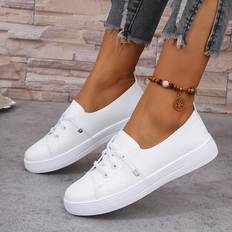 Women Trainers Temu Classic White Slip-On Sneakers - Plain Toe Pvc