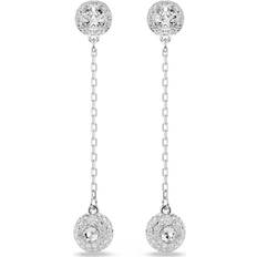 Swarovski Silver Earrings Swarovski Silver Una Angelic Drop Earrings Round Cut - White