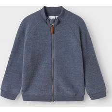 Lynlås Trøjer Børnetøj Name It Merinould Strikket Cardigan - Basalgrå