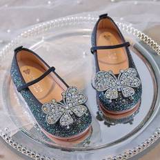 Girls Ballerinas Shein Girls Diamond Bow Ballerina Flats Glitter Princess Shoes - A