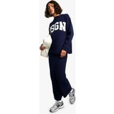 Natural Suits DSGN Studio Crew Neck Knitted Jumper Maxi Skirt Set - Navy