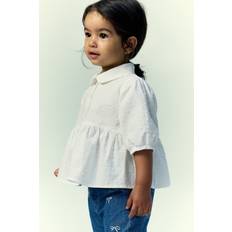 Blusar & Tunikor Barnkläder H&M Baby Vit Blus In Bomullsplumeti