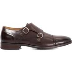 Dune London Monks Dune London Satchin 2 Leather Monk Straps - Dark Brown