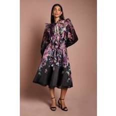 Multicoloured Blouses Coast Long Sleeve Frill Trim Organza Blouse With Tie Neck - Multi