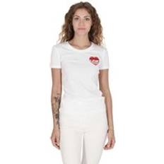 Bomull Hjärta Patch Crew Neck T-shirt