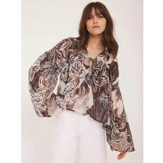 Sequins Blouses Mint Velvet Sequin Embellished Floral Blouse - Brown/Multi