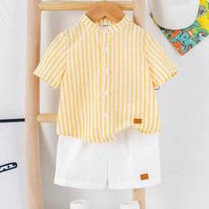 Boys - Yellow Other Sets Shein Baby Boy Spring Summer Casual Versatile Shorts Set - Yellow