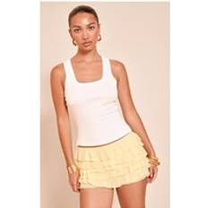 Låg midja Shorts PrettyLittleThing Butter Yellow Mesh Frilly Low Rise Bloomer Shorts