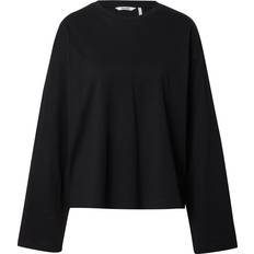 Oversized Long Sleeve T-Shirt With Side Slits - Black