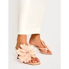 Men Heels & Pumps Public Desire Varley 3-D Flower Mule Mid Heels - Peach