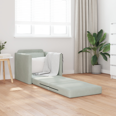 Grå - Træ Sofaer vidaXL Gulv Enkelt Konvertibel Velour 74x77x81 cm Lys Grå Sofa 238.8cm 2 personers