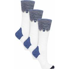 Blue - Skiing Socks Heat Holders Cream Zig Zag Ladies Patterned Lightweight Thin Ski Socks - Blue
