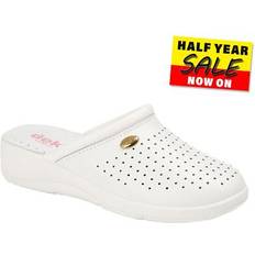 White - Women Clogs Dek Isla Womens Anatomical Pepper-pot Wedge Heel Mule Clog - White