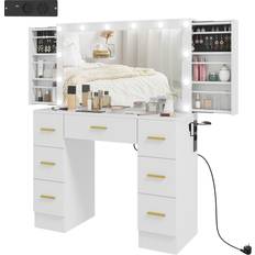 Metall Sminkbord Homcom Med LED Spegel USB Eluttag Sminkbord