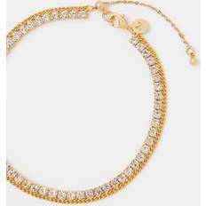 14k Anklets Accessorize 14ct Gold-plated Diamanté Chain Anklet - One Size