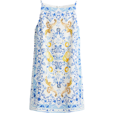 H&M Linen Blend Strappy Dress - White/Lemons