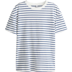 H&M Loose Fit T-shirt - White/Striped