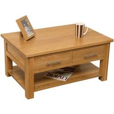 Brown - Oaks Coffee Tables Oak Furniture King Oslo Solid With 2 Drawers Coffee Table